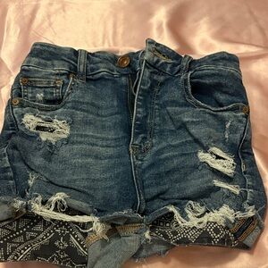 American Eagle Outfitters Blue Distressed Jean Shorts